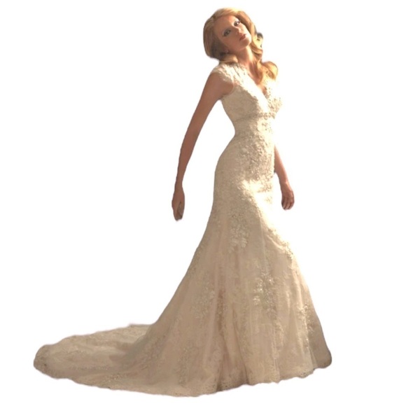 Allure Bridal C150 Mermaid Wedding Dress with Lace,Swarovski Crystals and Train - Picture 2 of 16